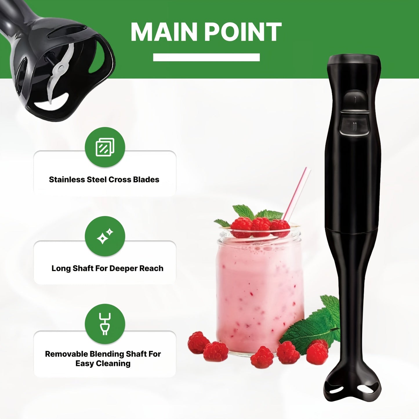 WANVOAPLS 2-Speed Handheld Immersion Blender