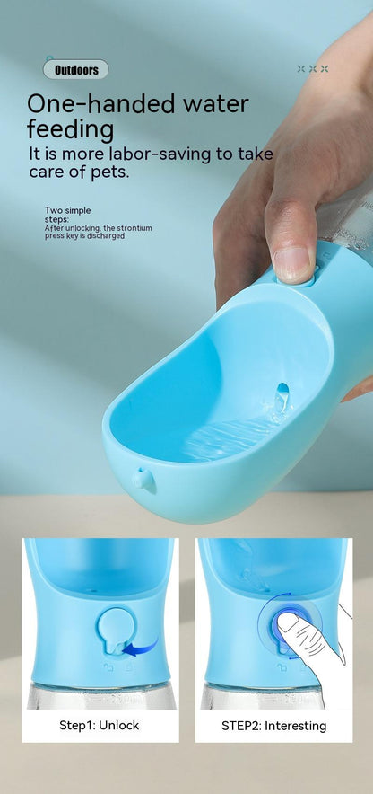 PawGo™ 3-in-1 Pet Travel Bottle – Portable Dog Water Cup with Food Storage & Waste Bag Holder