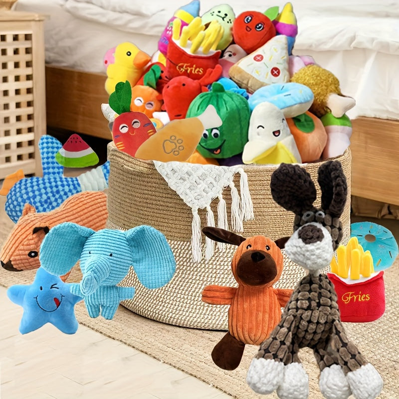 15pcs Cuddle Paws Cartoon Plush Dog Toy Set - Soft Interactive Toys