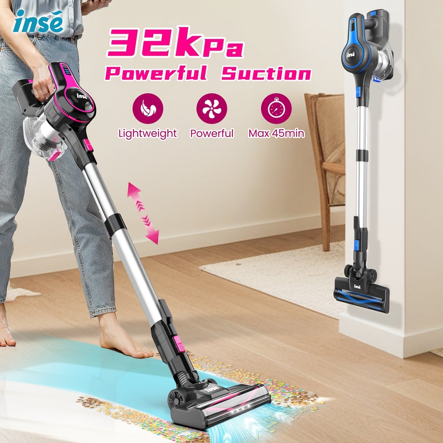 INSE N5 Vacuum Cleaners For Home Cordless