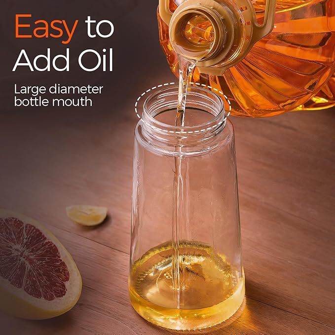 Oil Spray Bottle 3 in 1 16oz/470ml Glass Olive Oil Sprayer for Cooking with Stickers, Oil Dispenser for Kitchen Gadgets, Food Grade Premium Spray Bottle with Portion Control for Salad, Frying, BBQ (Black)