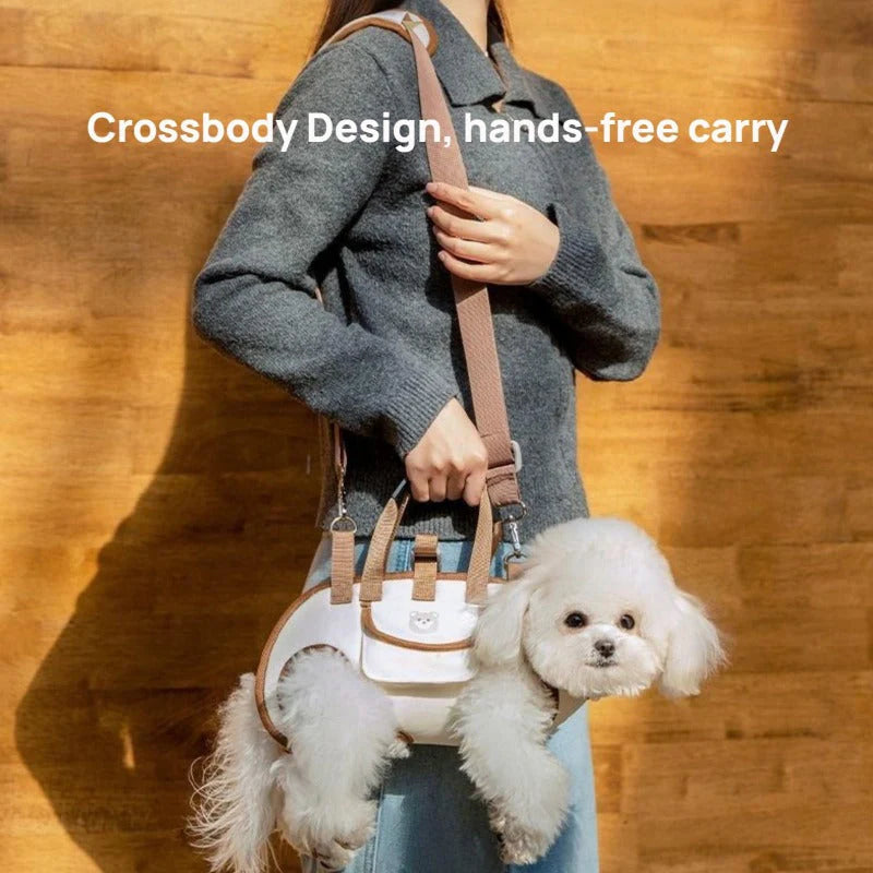 TravelTail™ Pet Carrier Bag – Outdoor Shoulder Sling with Safety Harness Clip for Dogs & Cats