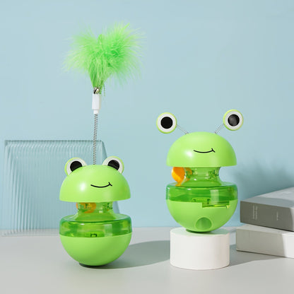 TumbleTreat™ Cat Toy – Frog Treat-Dispensing Puzzle Ball